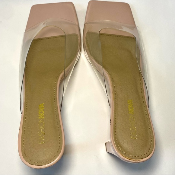 Fashion Nova Lift-Me-Up Clear Nude Heels Square Toe Chunky Mule Women's Size 11 - Picture 7 of 11